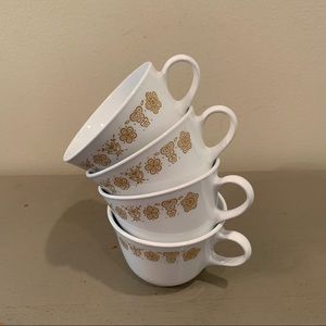 Four Vintage Butterfly Gold Coffee Cups